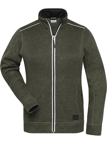 Daiber JN 897 Dámská pracovní pletená fleece bunda - Solid 02.0897 olive melange/black Daiber JN 897 Dámská pracovní pletená fleece bunda - Solid 02.0897 olive melange/black