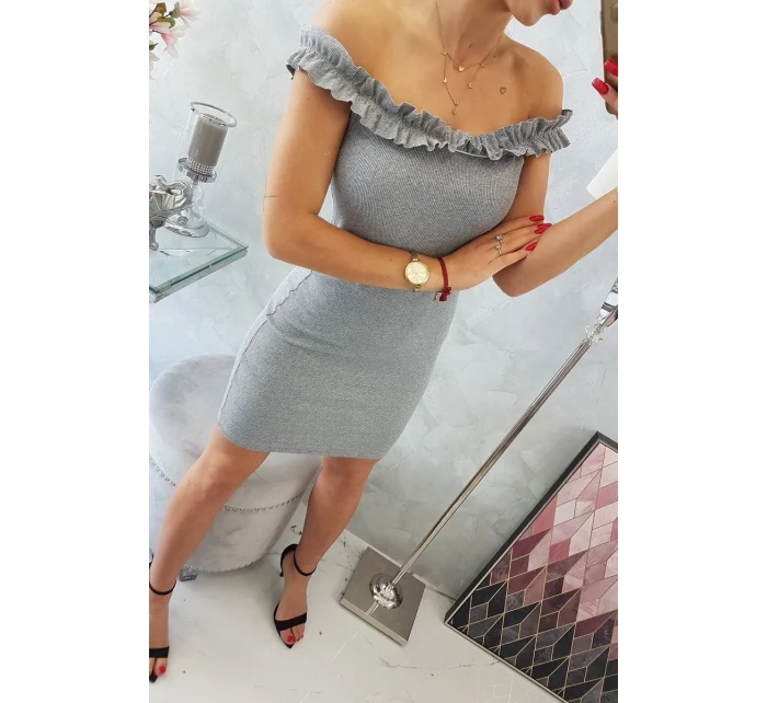 Španělské šaty s volánky šedé