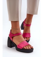 Zazoo 40386 Dámské Kožené Sandály Na Podpatku Fuksie