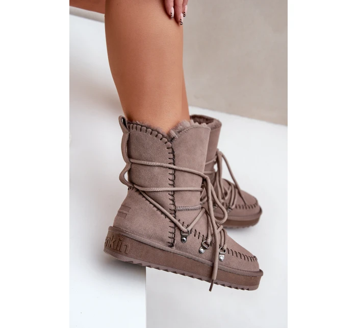 Dámské Sněhule Z Přírodní Semiše D.Franklin DFSH375004 Taupe