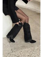 Kozačky S Svrškem Na Podpatku Černé model 21681450 - Boto