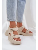 Textilní Lehká Sandály Na Platformě Světle Béžové model 21684732 - Boto Textilní Lehká Sandály Na Platformě Světle Béžové model 21684732 - Boto
