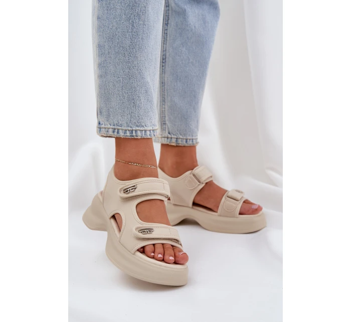 Textilní Lehká Sandály Na Platformě Světle Béžové model 21684732 - Boto Textilní Lehká Sandály Na Platformě Světle Béžové model 21684732 - Boto