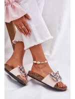 Dámské pantofle s mašlí na korkové platformě béžové model 21687426 - Boto Dámské pantofle s mašlí na korkové platformě béžové model 21687426 - Boto