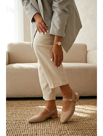 Materiálové Dámské Baleríny S Páskem Selrene