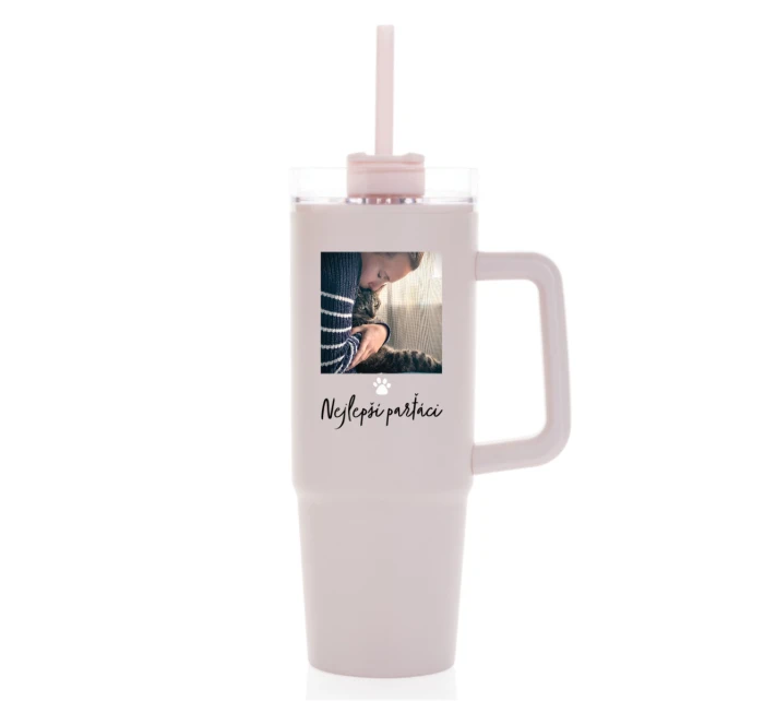 Personalizovaná termoska s průhledným víčkem - fotografie s mazlíčkem