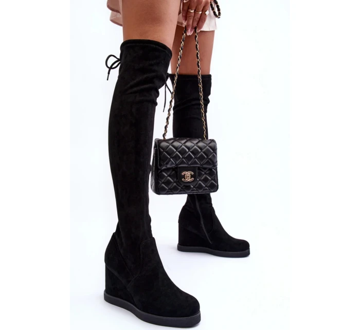 Kozačky na klínu NS362P černé - Step in style