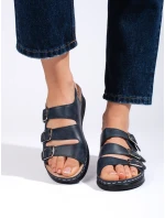 Klasické tmavě modré dámské sandály na klínku Klasické tmavě modré dámské sandály na klínku