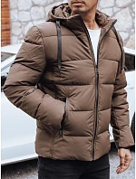 Pánská bunda zimní prošívaná s kapucí hnědá FashionStreet TX5064 Pánská bunda zimní prošívaná s kapucí hnědá FashionStreet TX5064