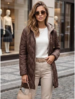 Kurtka damska przejściowa pikowana z kapturem brązowa model 22342146 - FashionStreet