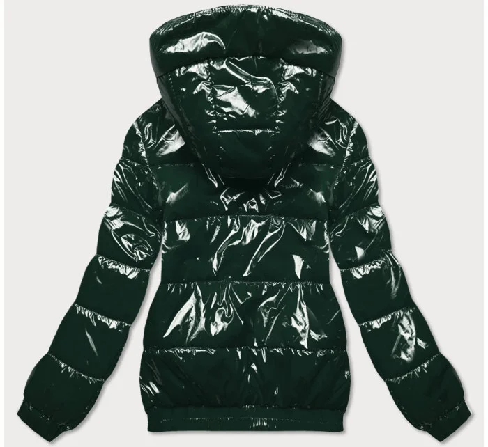 Lesklá zelená dámská bunda se lemem model 16982552 - Libland