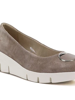 Dámské béžové kožené boty na platformě Vinceza model 22117642