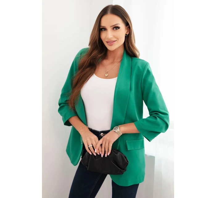 Dámská sako bez zapínání s podšívkou S/M zelená