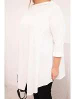Dámská bavlněná blůza Plus Size asymetrická s ohrnovacími rukávy bílá Dámská bavlněná blůza Plus Size asymetrická s ohrnovacími rukávy bílá