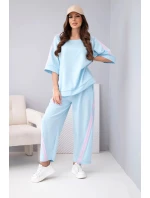 Dámský máslový komplet z model 22015426 mikina a kalhoty s lampasy modrý - K-Fashion Dámský máslový komplet z model 22015426 mikina a kalhoty s lampasy modrý - K-Fashion