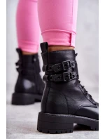 Dámské teplé kožené kozačky černe model 21598122 - Boto