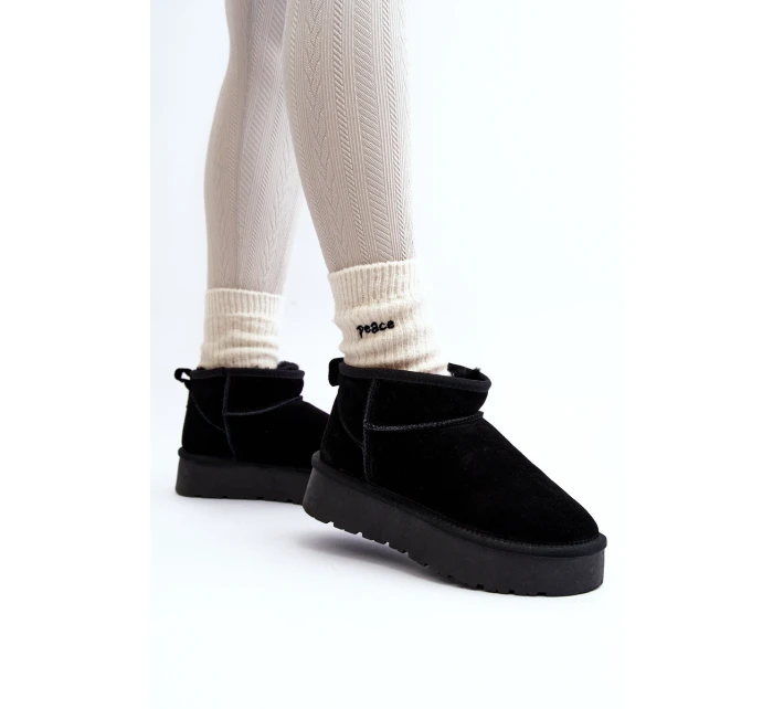 Módní semišové nízké sněhule Černá Nucca Módní semišové nízké sněhule Černá Nucca