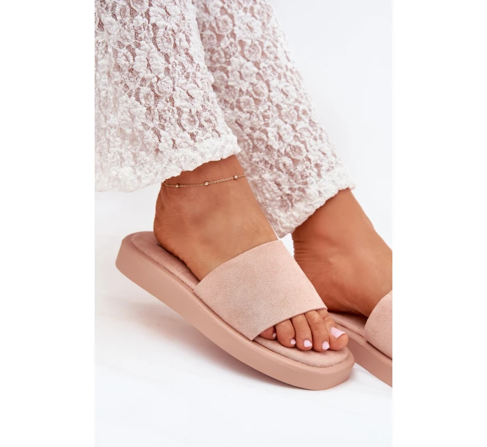 Dámské Pantofle Na Platformě Z Eko Semiše Špinavě Růžové Jorina Dámské Pantofle Na Platformě Z Eko Semiše Špinavě Růžové Jorina