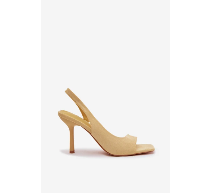 Dámské sandály na podpatku z eko semiše žluté Calvoria