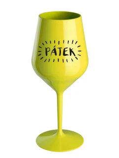 PÁTEK - žlutá nerozbitná sklenice na víno 470 ml