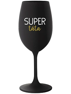 SUPER TÁTA - černá sklenice na víno 350 ml