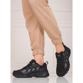 Moderní  trekingové boty černé dámské bez podpatku