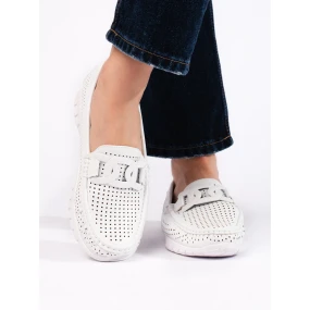 Jedinečné mokasíny dámské bílé bez podpatku Jedinečné mokasíny dámské bílé bez podpatku