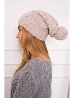 Fleecová čepice light beige model 18750373 - K-Fashion Fleecová čepice light beige model 18750373 - K-Fashion
