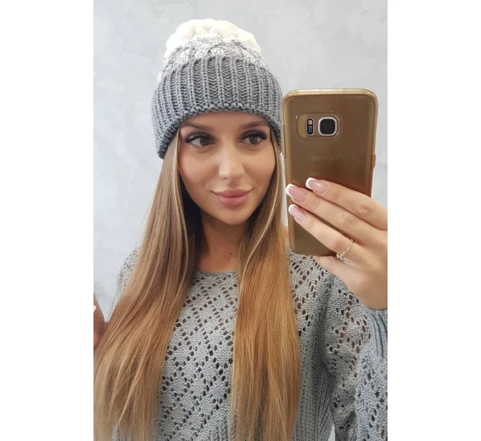 Dámská čepice Samara K346 šedá+bílá