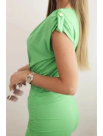 Dámské bavlněné šaty na jedno rameno s model 21871063 střihem ecru - K-Fashion