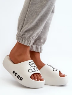 Dámské pěnové žabky na masivní podrážce s medvídkem bílé Lamira