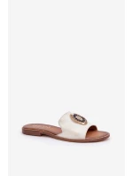 Kožené Pantofle S Dekorací Na Plochém Podpatku Zlato Lewski model 21682248 - Boto Kožené Pantofle S Dekorací Na Plochém Podpatku Zlato Lewski model 21682248 - Boto