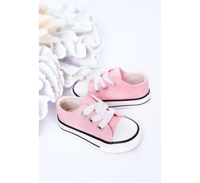 Dětské Brokátové Tenisky Růžové Bling-Bling Dětské Brokátové Tenisky Růžové Bling-Bling