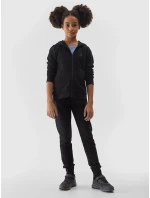 Dívčí tepláková rozepínací mikina s kapucí 4F - černá Dívčí tepláková rozepínací mikina s kapucí 4F - černá