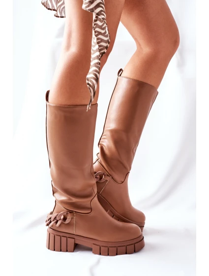 Vysoké hnědé boty s model 21561024 - Boto Vysoké hnědé boty s model 21561024 - Boto