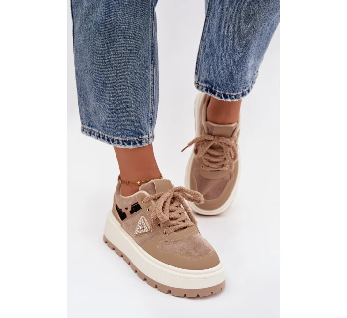 Zateplené dámské tenisky na platformě béžové Florinda Zateplené dámské tenisky na platformě béžové Florinda