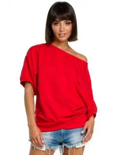 model 18001816 Halenka nadměrné velikosti se zavinovacími detaily červená - BeWear