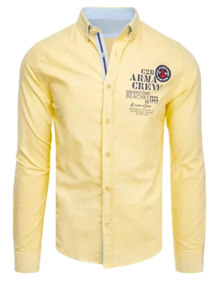 Pánská žlutá košile FashionStreet DX2246 Pánská žlutá košile FashionStreet DX2246