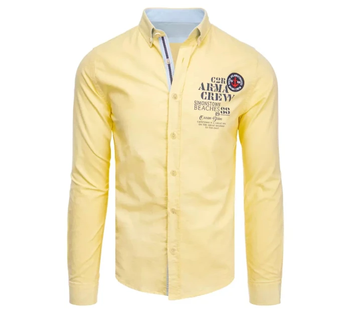 Pánská žlutá košile FashionStreet DX2246 Pánská žlutá košile FashionStreet DX2246