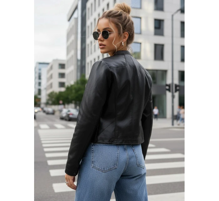 Dámská kožená bunda se stojáčkem černá FashionStreet TY5568