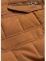 Asymetryczna kurtka zimowa damska karmelowa (m-21301) Asymetryczna kurtka zimowa damska karmelowa (m-21301)