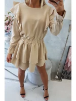 Šaty se svislými volány béžové