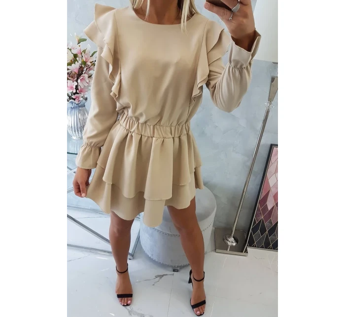 Šaty se svislými volány béžové