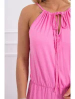 Boho šaty se záhyby světle růžové