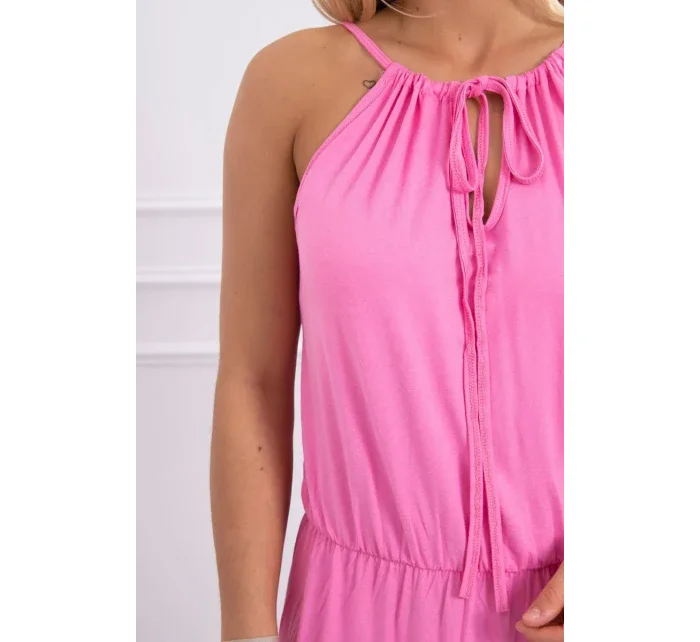 Boho šaty se záhyby světle růžové