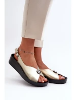 Kožené Dámské Sandály Na Klínu A Platformě S.Barski KV51-020 Zlaté