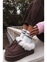 Dámské sněhule s kožíškem na platformě čokoládové model 21714860 - Boto Dámské sněhule s kožíškem na platformě čokoládové model 21714860 - Boto