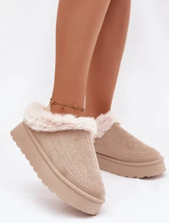 Dámské sněhule na platformě s kožešinkou a prošitími světle béžové Arelina