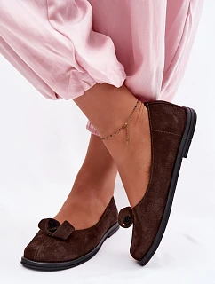 Kožené Semišové Dámské Polobotky model 22101235 Čokoládové - Zazoo