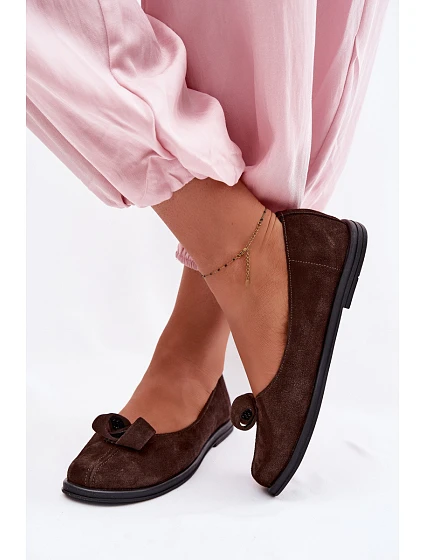 Kožené Semišové Dámské Polobotky model 22101235 Čokoládové - Zazoo